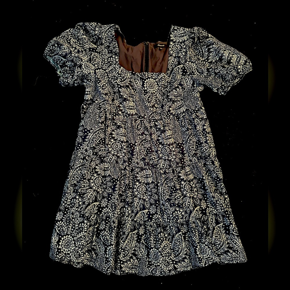 Madewell Poplin Puff-Sleeve Tiered Babydoll Dress in Paisley Garden